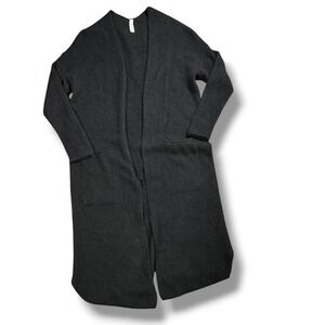 Van Winkle Co Cashmere Cardigan S Minimalist Longline Open Front Black Soft Cozy